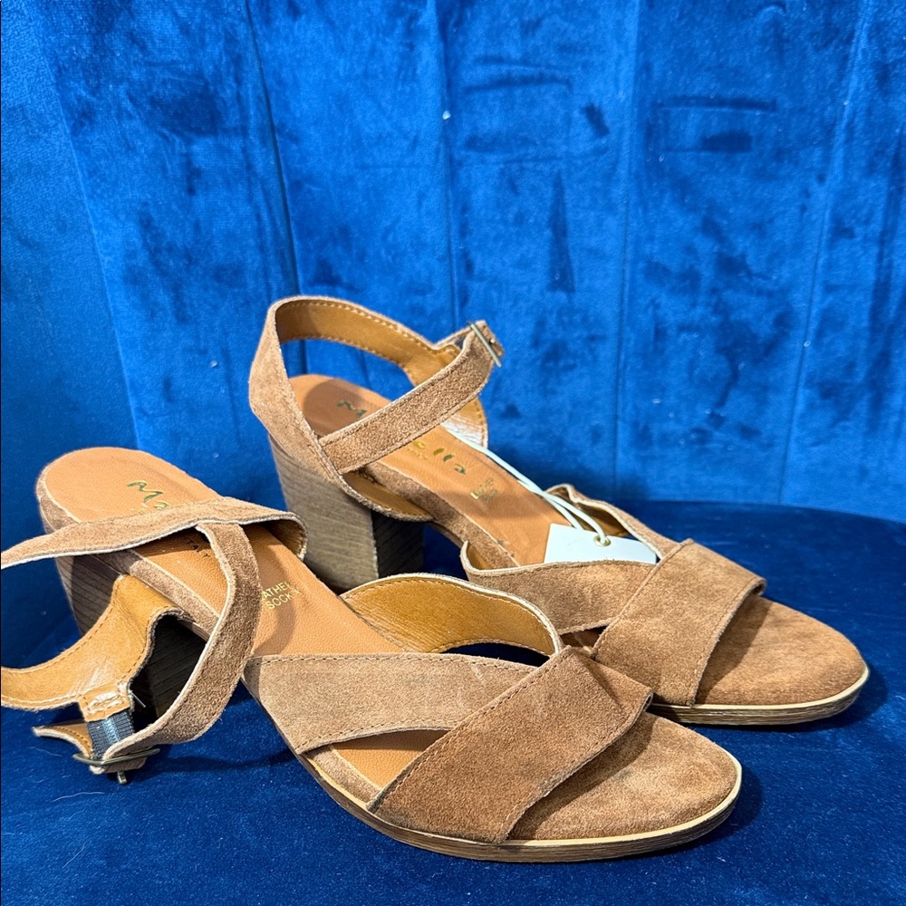 Mariella Genuine Brown Suede Women’s Block Heel Size 8 NWT